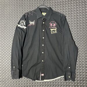 La Martina Queens Polo Society Black Long Sleeve Button Down Shirt Size